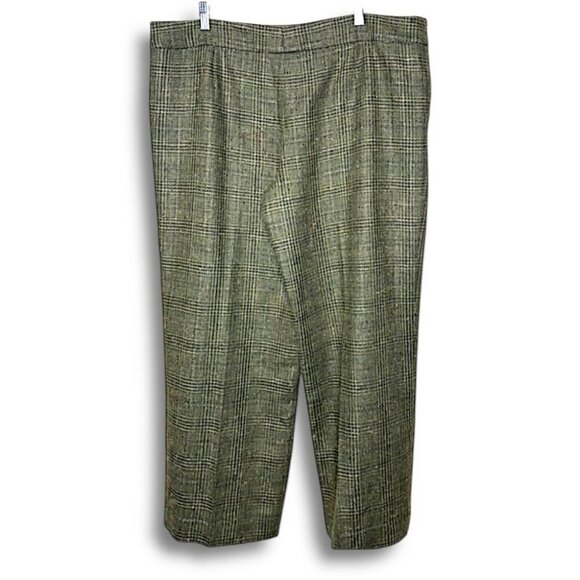 Escada Pants - Vintage Escada Wool Blend Check Tweed Trousers in Earthy Tones Size 46 Euro